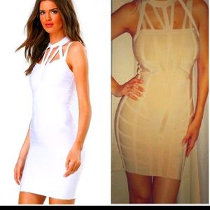 Bebe beige small bandage dress